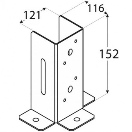 dimensions, ancrage métallique 12x12 cm