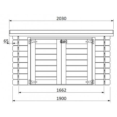 Dimensions de face de l'armoire en bois, rangement piscine.