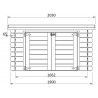 Dimensions de face de l'armoire en bois, rangement piscine.