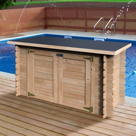 Armoire avec toit en tissu d'asphalte. Rangement piscine| 19mm| 190 x 87 cm