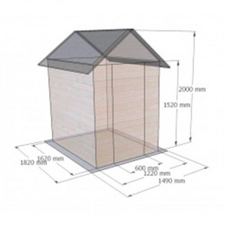 Plan-dimensions- abri de jardin Ambeal 12mm, 122x162cm 1.98m²