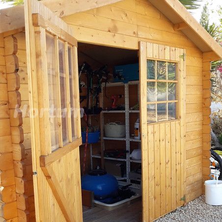 Abri de jardin en bois - double portes et fenêtres