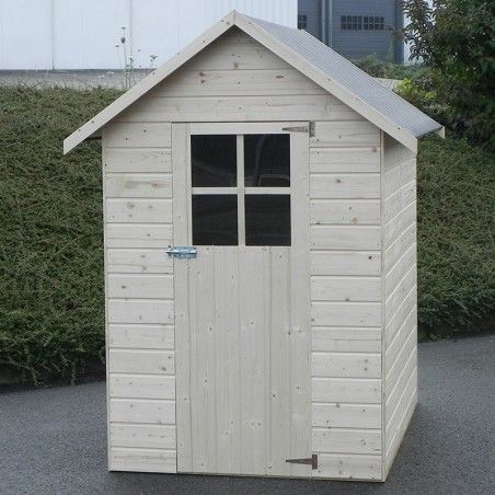 Caseta de madera para jardín con puerta con ventana. Amber 1.92m²