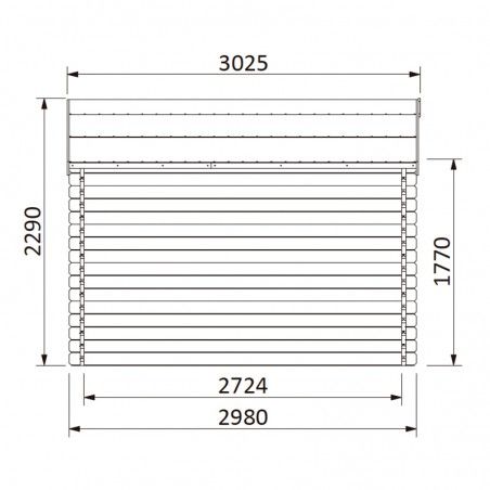 Dimensions de l'abri en bois traité autoclave.