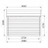 Dimensions de l'abri en bois traité autoclave.