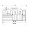 Dimensions de l'abri Valerian en bois traité.