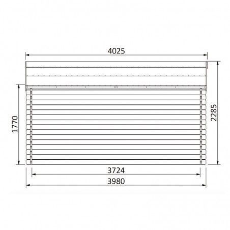 Dimensions de l'abri Vallauris en bois traité - 4x4m