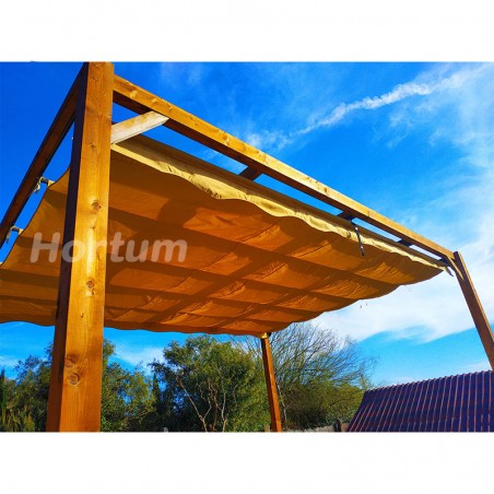 Pergola en bois Elda 4x3m avec auvent coulissant.