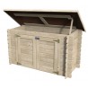 Armoire en bois avec toit à ouverture battante et double porte.
