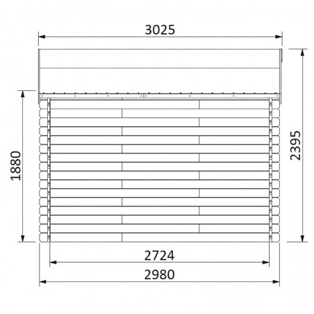 Dimensions de l'abri Flora traité 3x3 m