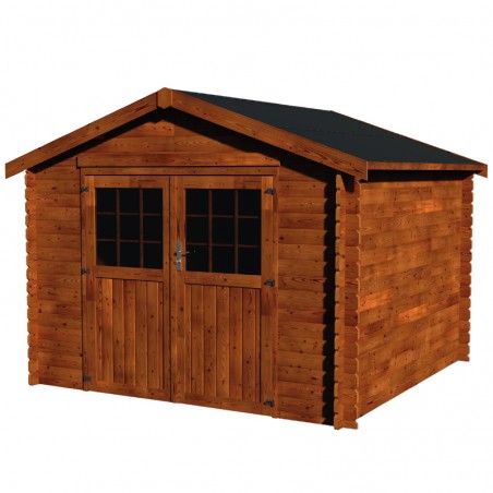 Abri de jardin Flora en bois traité 3x3m 62457S0-X70