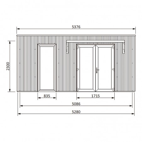 dimensions de face du modèle Studio Como 19m2