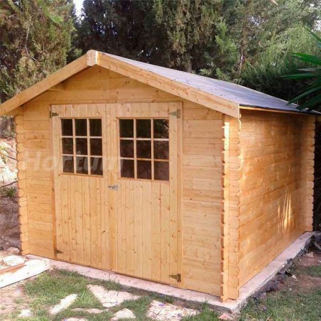 Abri de jardin en bois modèle Flodovrak. 28mm, 300x300cm, 8.88 m2