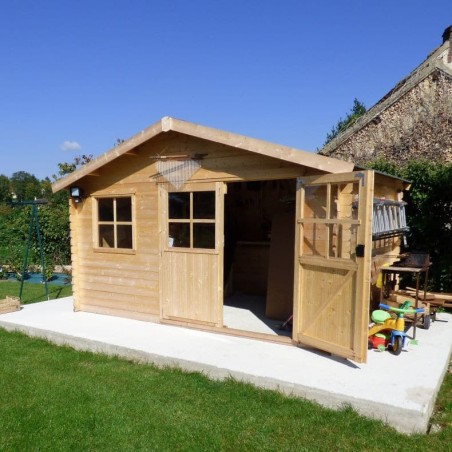 Abri de jardin en bois - double porte vitrée plus fenêtre fixe