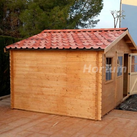 Abri de jardin, tuile bitumée pour le toit, couleur rouge