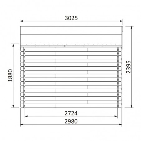 Mesure abri Valodeal Traité. 34 mm , 300 x 300 cm. 8,88 m²