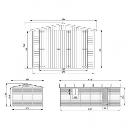 Mesure garage on bois Mikhail II, 19 mm, 300x600 cm, 18m²