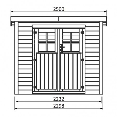 Mesure abri on bois Talion. 19 mm, 230 x 233cm. 5,36m²