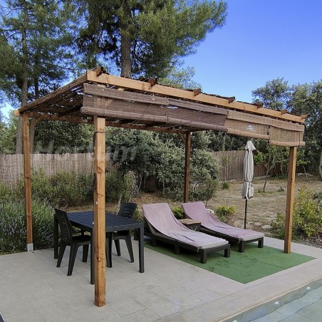 Pergola en bois 4x3 m. Poteaux 9x9 cm - Decor et jardin