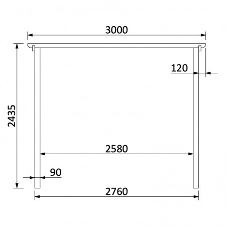 Mesures pergola en bois 4x3 m. Poteaux 9x9 cm