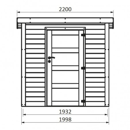 Mesure abri on bois Kira Traité. 19 mm, 200x203 cm. 4,06 m²