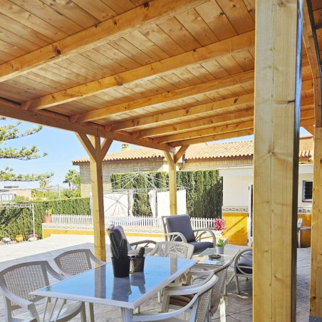 Pergola en bois couverte 5x3m. Poteaux 12x12cm